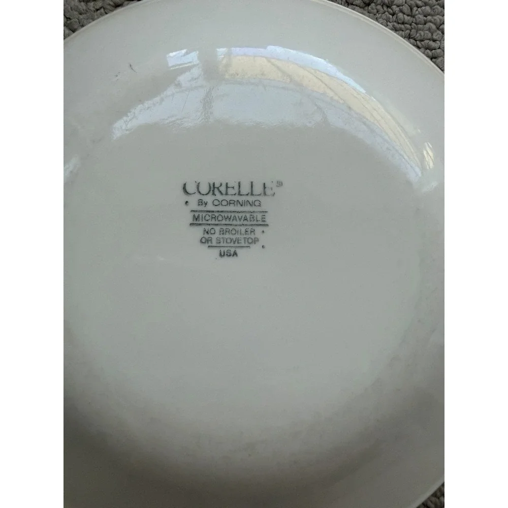 Corelle Colonial Blue Bread Plate Set of3 With Blue Border W/Pink Inner Rings